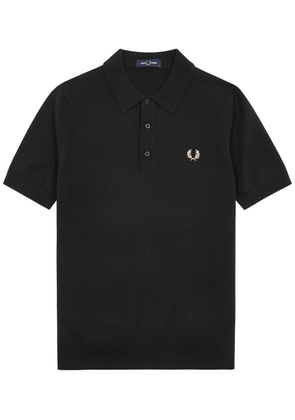 Fred Perry Logo-embroidered Wool-blend Polo Shirt - Black - L