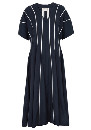 Lovebirds Striped Twill Midi Dress - Navy - XS (UK8)