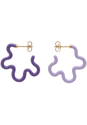 Bea Bongiasca Purple Two Tone Asymmetrical Flower Power Earrings
