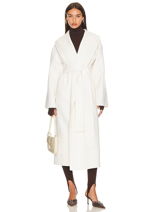 AEXAE Cashmere Wrap Coat in Cream. Size S.