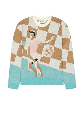 Duvin Design Racket Club Crew Knit Sweater in Brown. Size XL.