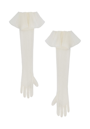 Anna October Ruby Ruffle Gloves in Ivory. Size L, S, XL, XS.