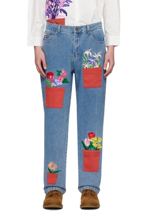 KidSuper Blue All Over Flower Pots Jeans
