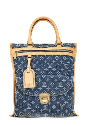 FWRD Renew Louis Vuitton Monogram Denim Tote Bag in Blue.