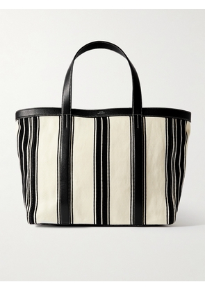 TOTEME - Large Leather-trimmed Striped Canvas Tote - Black - One size