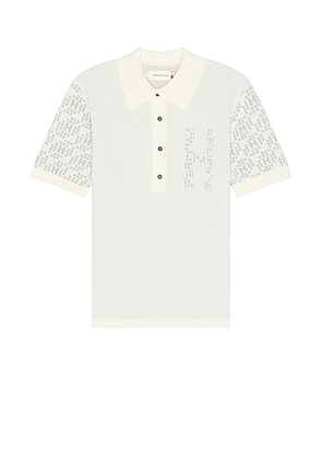 Honor The Gift A-spring Knit H Pattern Polo in Cream. Size M, S, XL/1X.