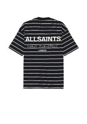 ALLSAINTS Underground Stripe Tee in Black. Size M, XL/1X, XXL/2X.