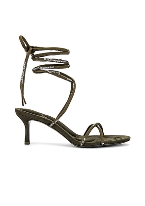 Alexander Wang Helix Strappy Sandal in Green. Size 36.5, 37, 37.5, 38, 39, 39.5, 40.