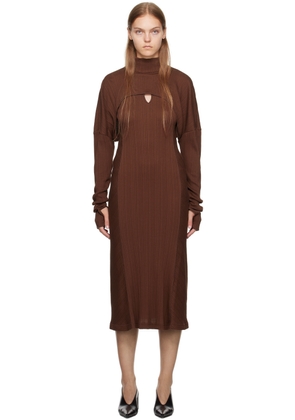Mame Kurogouchi Brown Random Midi Dress