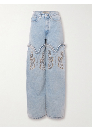 Y/Project - Evergreen Convertible Embroidered Wide-leg Organic Jeans - Blue - 25,26,27,28,29,30