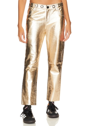 One Teaspoon Heart Break Hotel Leather Pant in Metallic Gold. Size XXS.