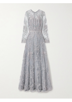 Naeem Khan - Embroidered Sequin-embellished Tulle Gown - Blue - US0,US2,US4,US6,US8