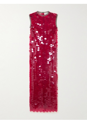 16ARLINGTON - Tovia Sequined Stretch-tulle Midi Dress - Red - UK 6,UK 8,UK 10,UK 12,UK 14,UK 16