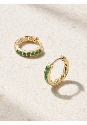 David Yurman - Petite Pavé 18-karat Gold Emerald Hoop Earrings - One size