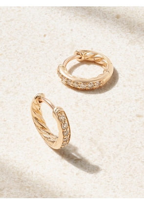 David Yurman - Petite Pavé 18-karat Rose Gold Diamond Hoop Earrings - One size