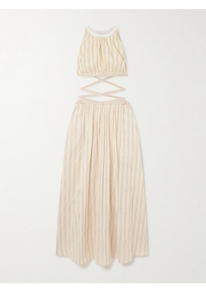 Chloé - Cutout Striped Cotton And Silk-blend Maxi Dress - Neutrals - FR34,FR36,FR38,FR40,FR42,FR44,FR46