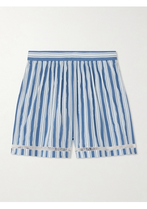 Chloé - Embroidered Striped Cotton And Silk-blend Poplin Shorts - Blue - FR34,FR36,FR38,FR40,FR42,FR44