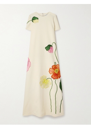 Oscar de la Renta - Embroidered Appliquéd Crepe Gown - Ivory - US2,US4,US6,US8,US10