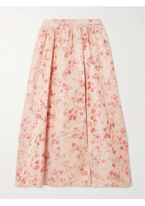 Loro Piana - Leah Gathered Silk-jacquard Midi Wrap Skirt - Pink - IT38,IT40,IT42,IT44,IT46