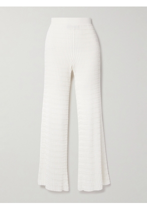 Loro Piana - Ribbed Cotton Wide-leg Pants - White - x small,small,medium,large