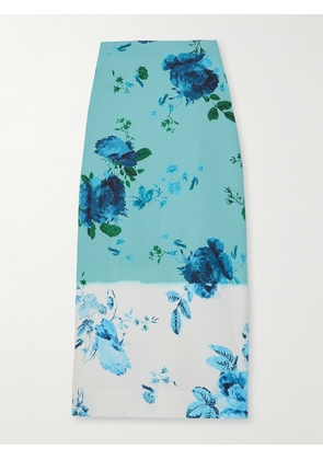 Erdem - Floral-print Cotton-twill Midi Skirt - Blue - UK 4,UK 6,UK 8,UK 10,UK 12,UK 14,UK 16