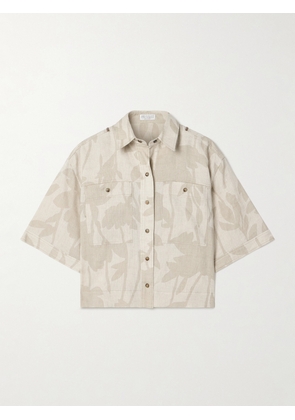 Brunello Cucinelli - Floral-print Linen Shirt - Neutrals - xx small,x small,small,medium,large,x large