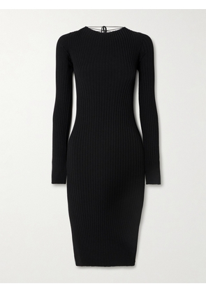 Stella McCartney - + Net Sustain Lace-up Ribbed-knit Dress - Black - xx small,x small,small,medium,large,x large