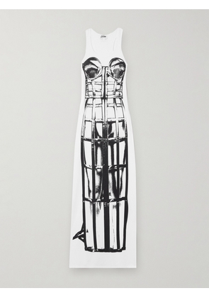Jean Paul Gaultier - Cage Trompe L'oeil Printed Stretch-jersey Maxi Dress - White - xx small,x small,small,medium,large,x large,xx large