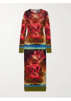 Jean Paul Gaultier - Roses Printed Stretch-tulle Midi Dress - Multi - xx small,x small,small,medium,large,x large,xx large
