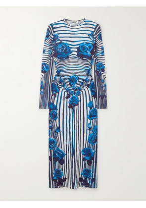 Jean Paul Gaultier - Printed Stretch-jersey Midi Dress - Blue - xx small,x small,small,medium,large,x large,xx large