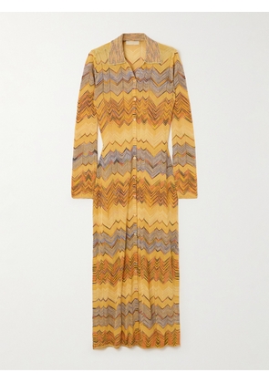 Ulla Johnson - Mariela Striped Metallic Knitted Maxi Shirt Dress - Yellow - x small,small,medium,large,x large