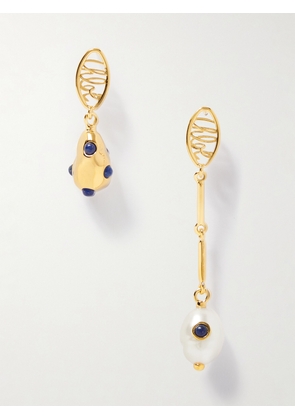 Chloé - Darcey Lace Gold-tone, Pearl And Lapis Lazuli Earrings - One size