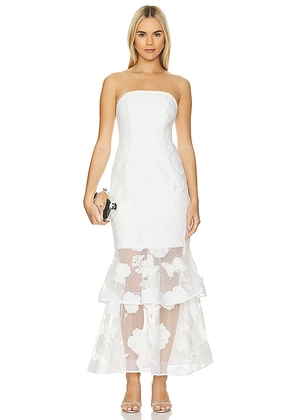 MILLY 3D Butterfly Embroidery Strapless Dress in White. Size 8.