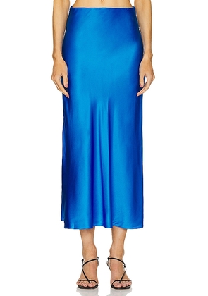 Susana Monaco Silk Midi Skirt in Blue. Size M, S, XL, XS.