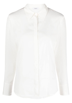 Peserico beaded-trim long-sleeve silk shirt - White