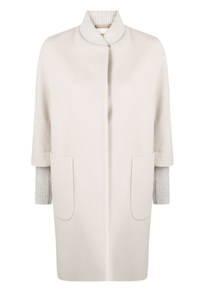 Peserico single-breasted knitted coat - Neutrals