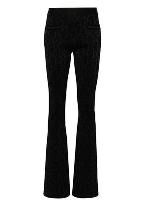 Palm Angels monogram-jacquard knitted flared trousers - Black