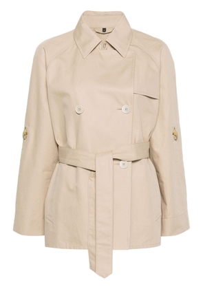 Fay double-breasted short trench coat - Neutrals