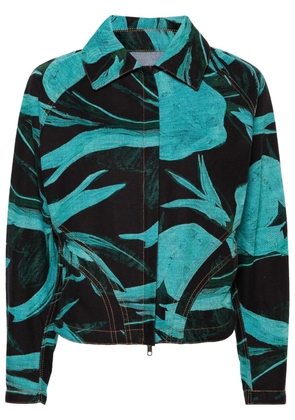 Louisa Ballou floral-print denim jacket - Blue