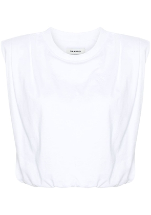 SANDRO logo-embroidered jersey crop top - White