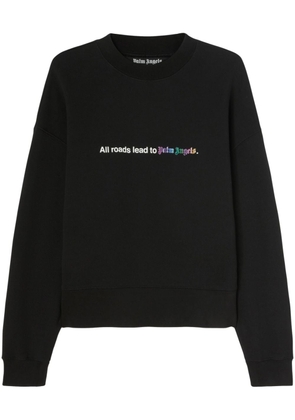 Palm Angels All Roads slogan-print cotton sweatshirt - Black