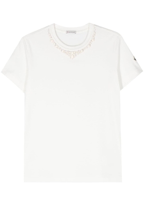 Moncler rhinestone-embellished cotton T-shirt - Neutrals