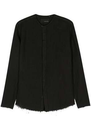 Costumein frayed-detail linen shirt - Black