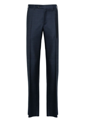 Canali checked slim-fit wool chinos - Blue