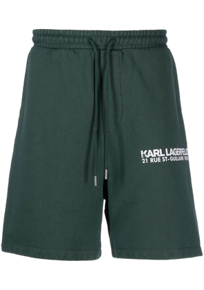 Karl Lagerfeld logo-print organic-cotton track shorts - Green