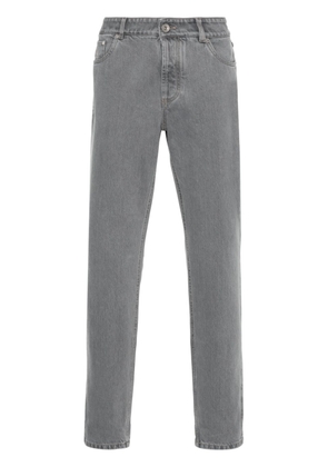 Brunello Cucinelli logo-embroidered slim-fit jeans - Grey