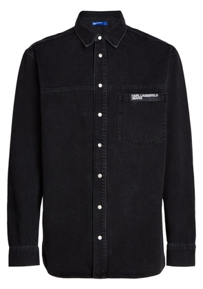 Karl Lagerfeld Jeans logo-patch organic cotton shirt - Black