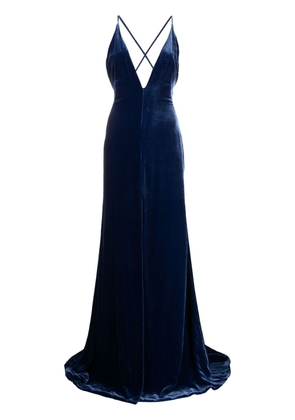 Costarellos open-back velvet gown - Blue
