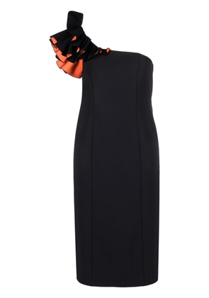 PINKO ruffle-detail one-shoulder midi dress - Black