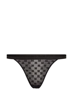 Karl Lagerfeld monogram-logo semi-sheer G-string - Black